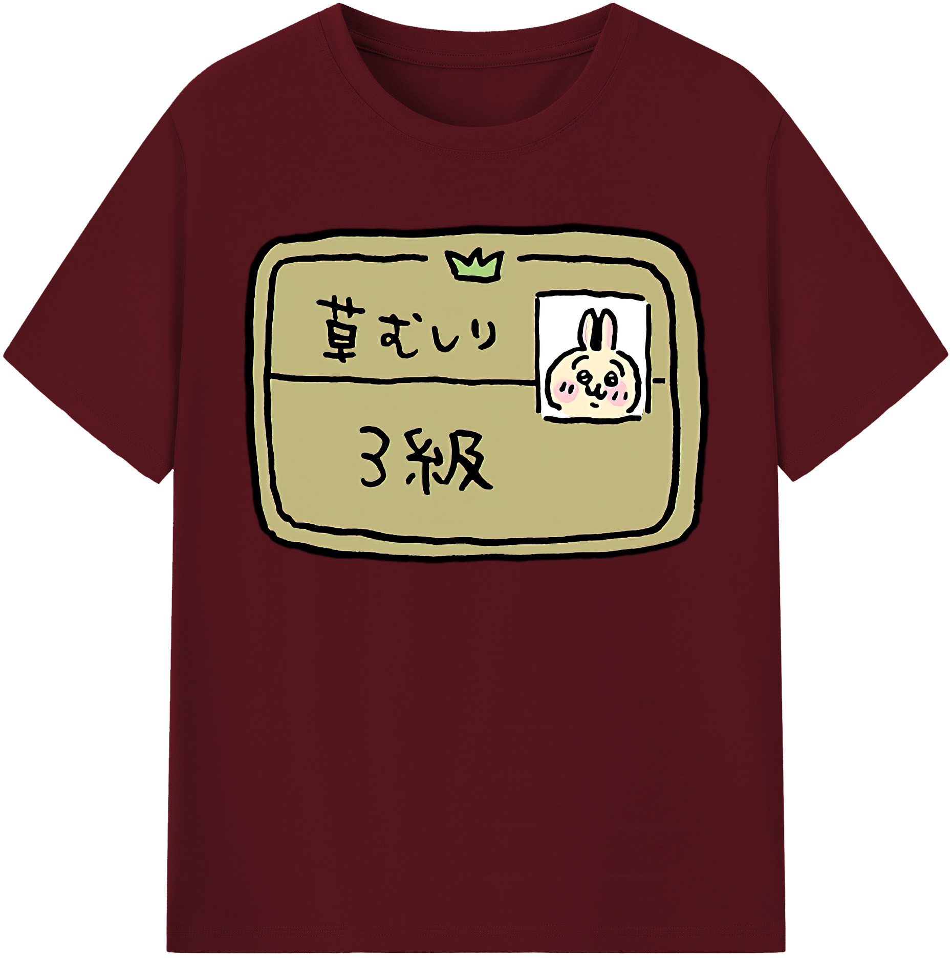 （画像用） ちいかわ うさぎ Chii-kawa usagi 綿100％半袖Tシャツ（フロントプリント）
